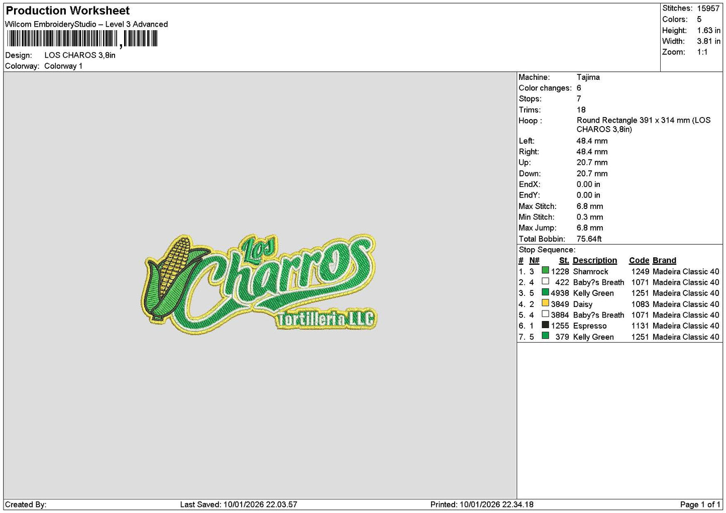 Charrostext Embroidery File 6 sizes