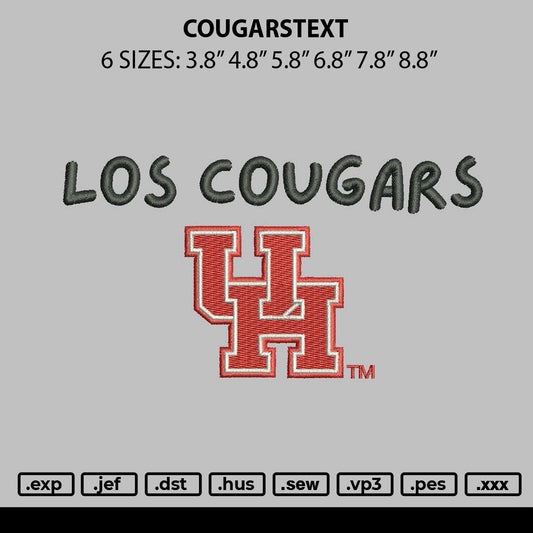 Cougarstext Embroidery File 6 sizes