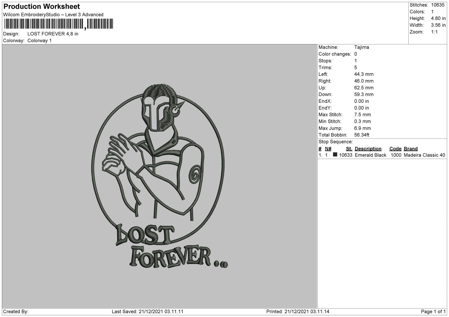 Lost Forever Embroidery File 4 size