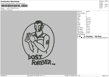 Lost Forever Embroidery File 4 size