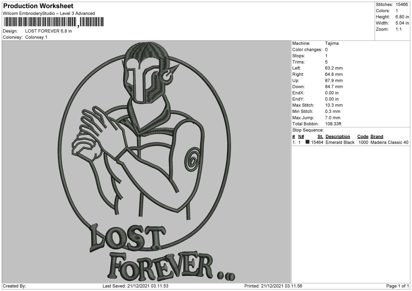 Lost Forever Embroidery File 4 size