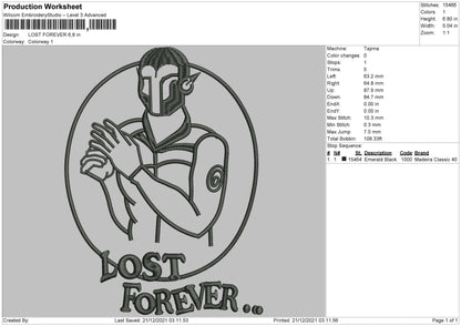 Lost Forever Embroidery File 4 size
