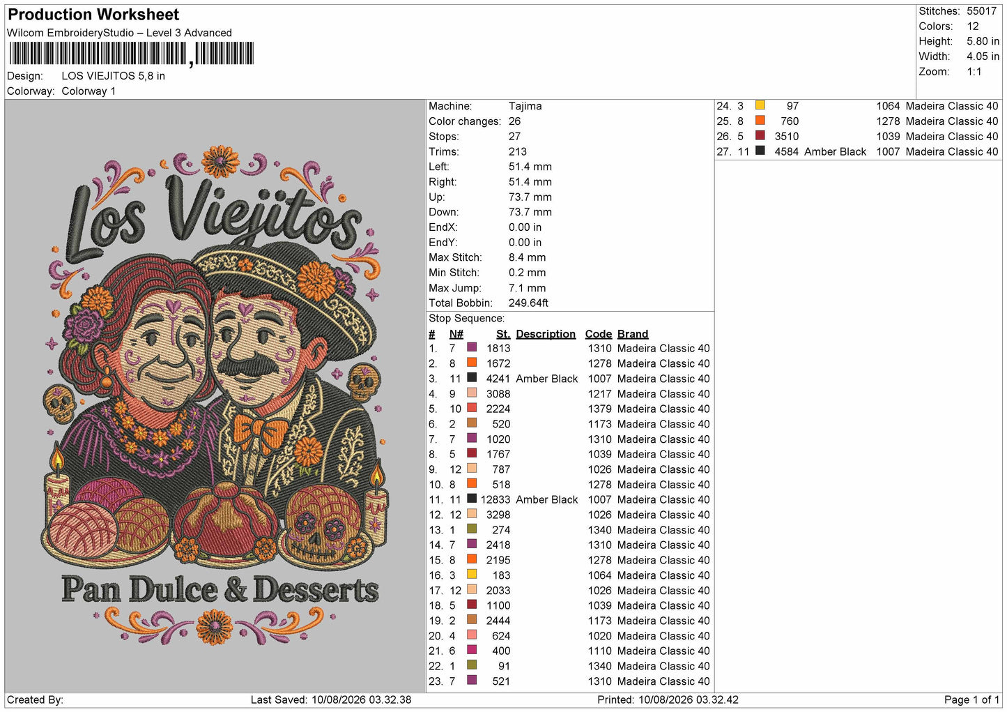 Viejitos Text Embroidery Machine Design File 6 sizes