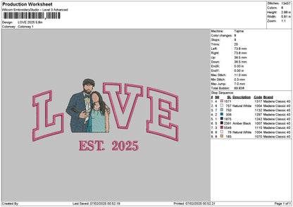 Love Photoflat 2025 Embroidery File 6 sizes