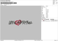 Love Basketball Embroidery File 4 sizes