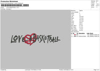 Love Basketball Embroidery File 4 sizes