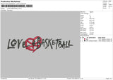 Love Basketball Embroidery File 4 sizes