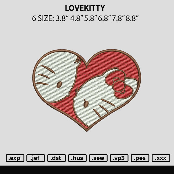 Lovekitty Embroidery File 6 sizes