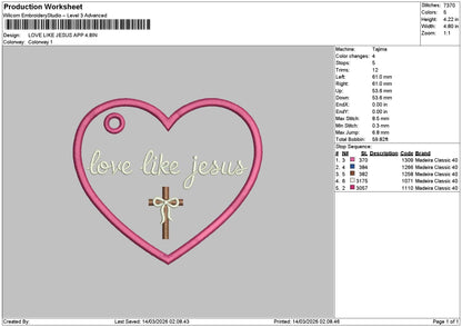 Jesustext 1403 Embroidery File 6 sizes