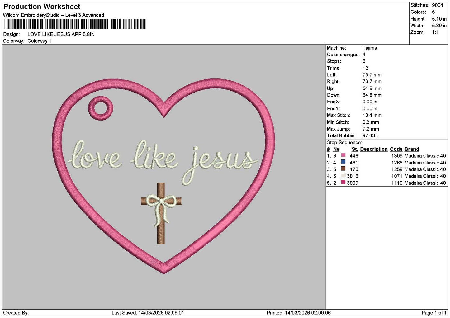 Jesustext 1403 Embroidery File 6 sizes