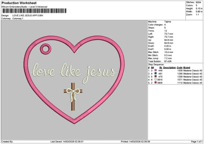 Jesustext 1403 Embroidery File 6 sizes