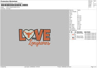 Love Longhourns Embroidery File 5 sizes
