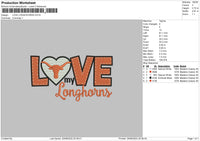 Love Longhourns Embroidery File 5 sizes