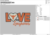 Love Longhourns Embroidery File 5 sizes