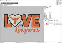 Love Longhourns Embroidery File 5 sizes