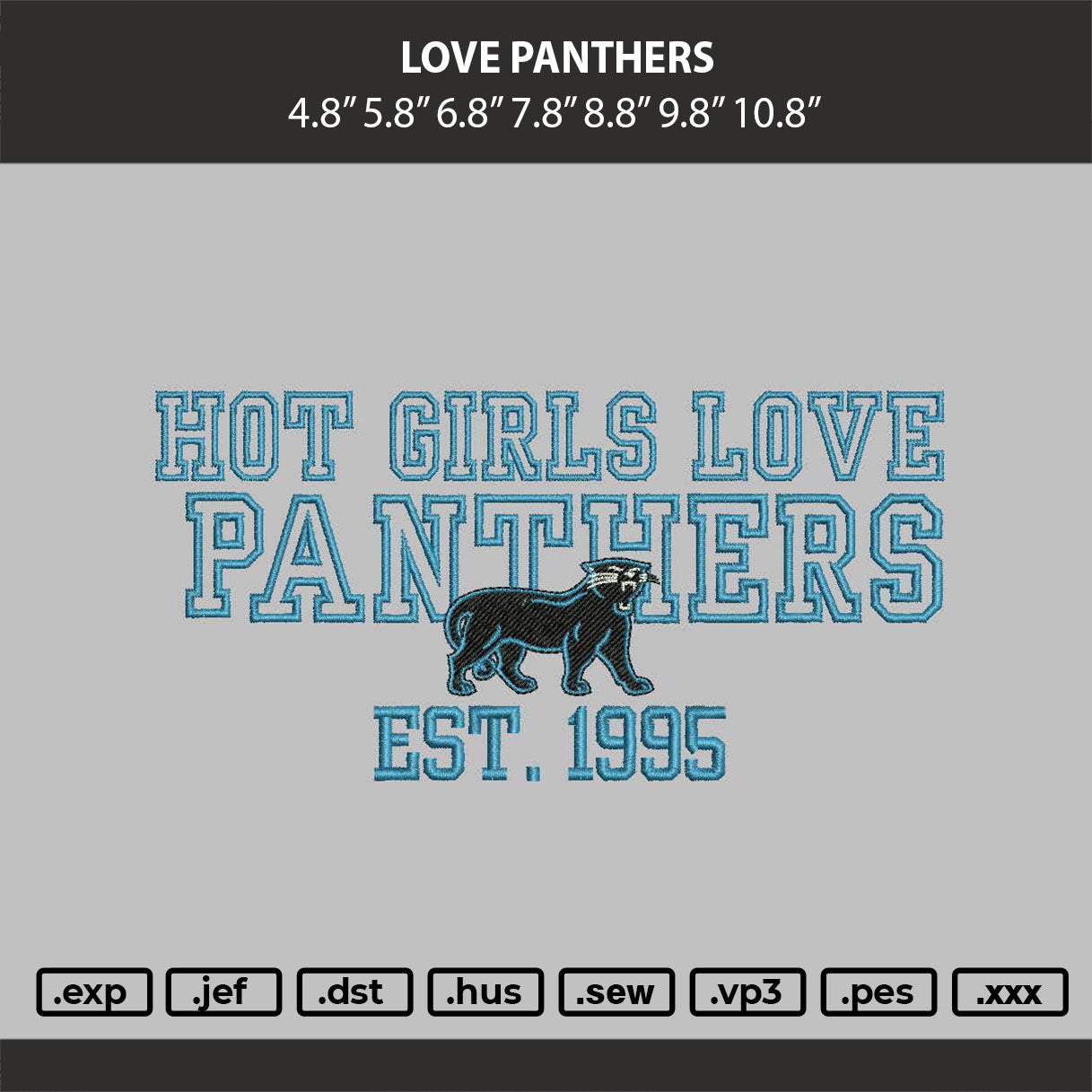 Hot Girl love Panthers  Embroidery Design File