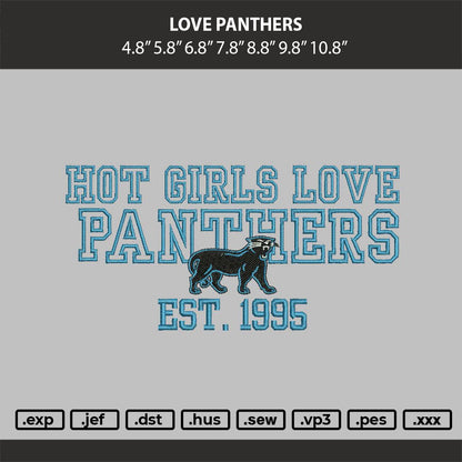 Hot Girl love Panthers  Embroidery Design File