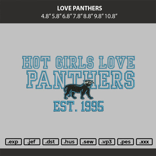 Hot Girl love Panthers  Embroidery Design File