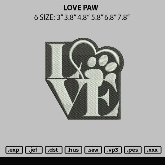 Love Paw Embroidery File 6 sizes