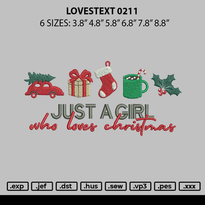 Lovestext 0211 Embroidery File 6 sizes