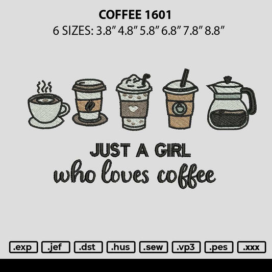 Coffee 1601 Embroidery File 6 sizes