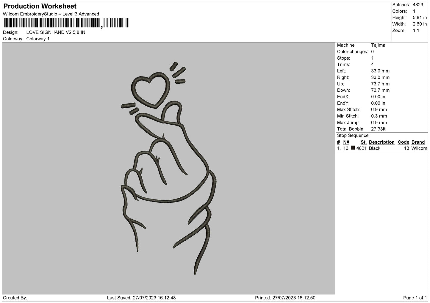 Love Signhand Embroidery File 6 Sizes