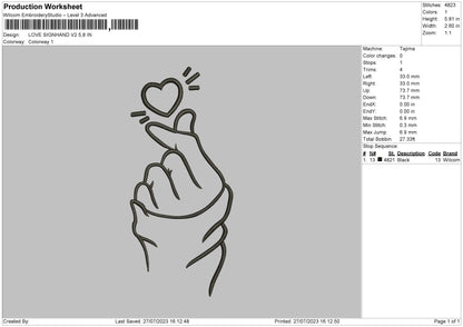 Love Signhand Embroidery File 6 Sizes