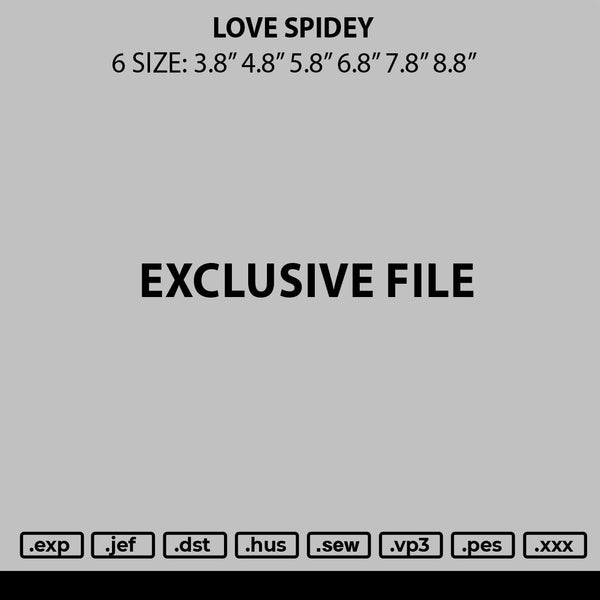 Love Spidey Embroidery File 6 sizes