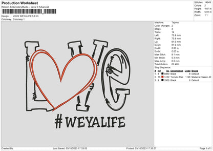 Weyalife Embroidery File 6 sizes