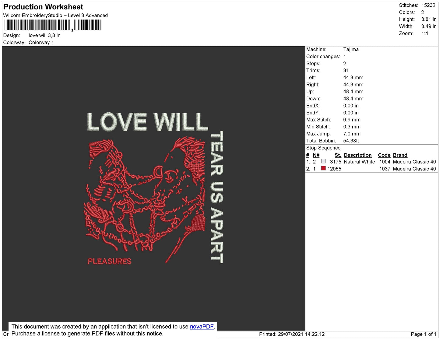 Love Will Embroidery File 4 size