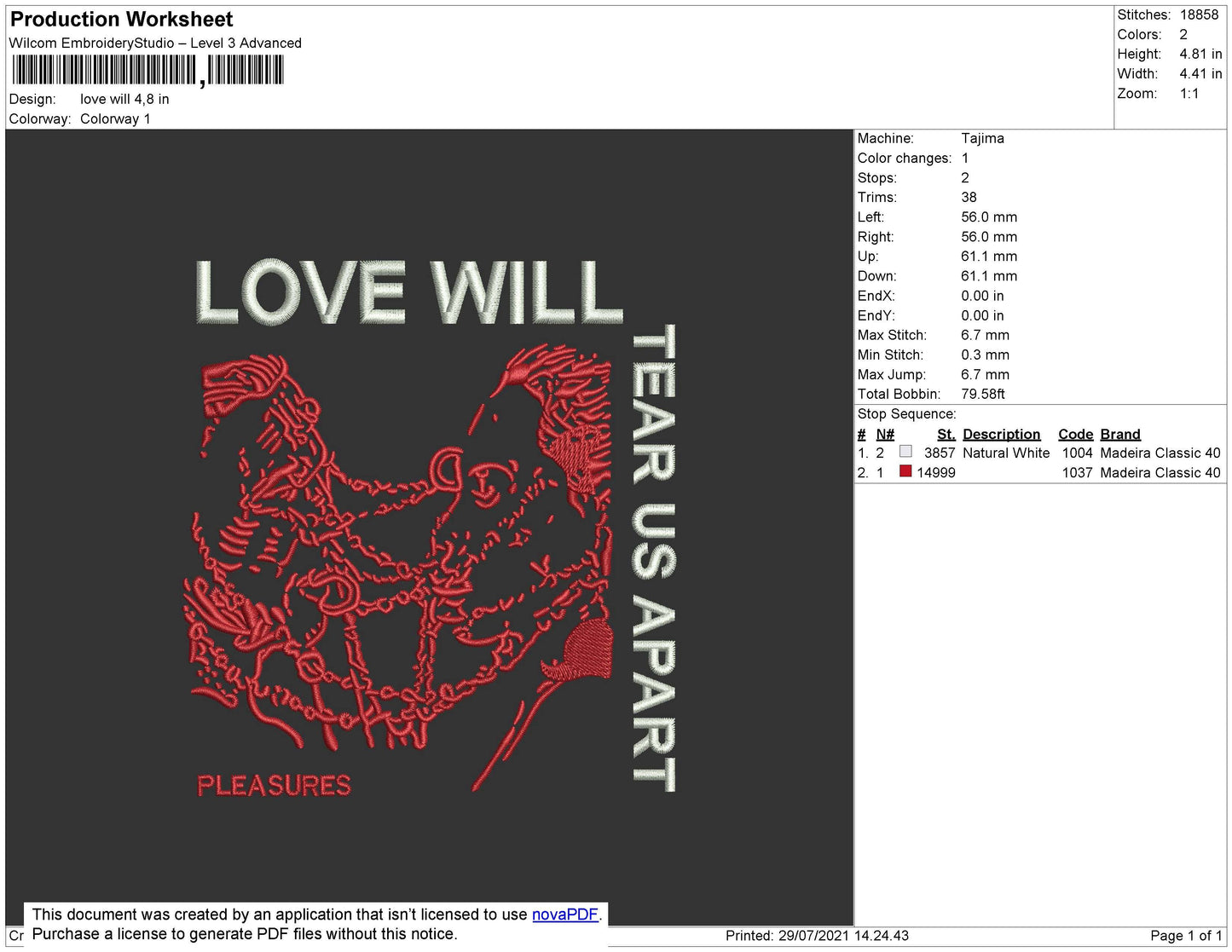 Love Will Embroidery File 4 size