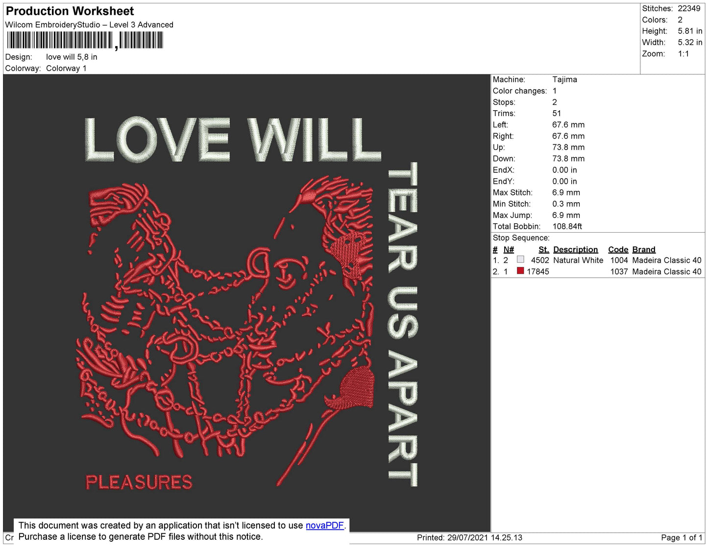 Love Will Embroidery File 4 size