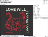 Love Will Embroidery File 4 size