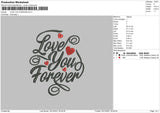 Love You Forever Embroidery File 4 size