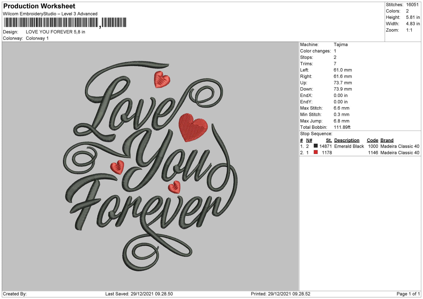 Love You Forever Embroidery File 4 size