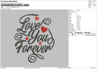 Love You Forever Embroidery File 4 size