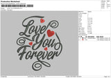 Love You Forever Embroidery File 4 size