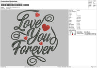 Love You Forever Embroidery File 4 size