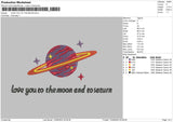 Love You To The Moon Embroidery File 5 sizes