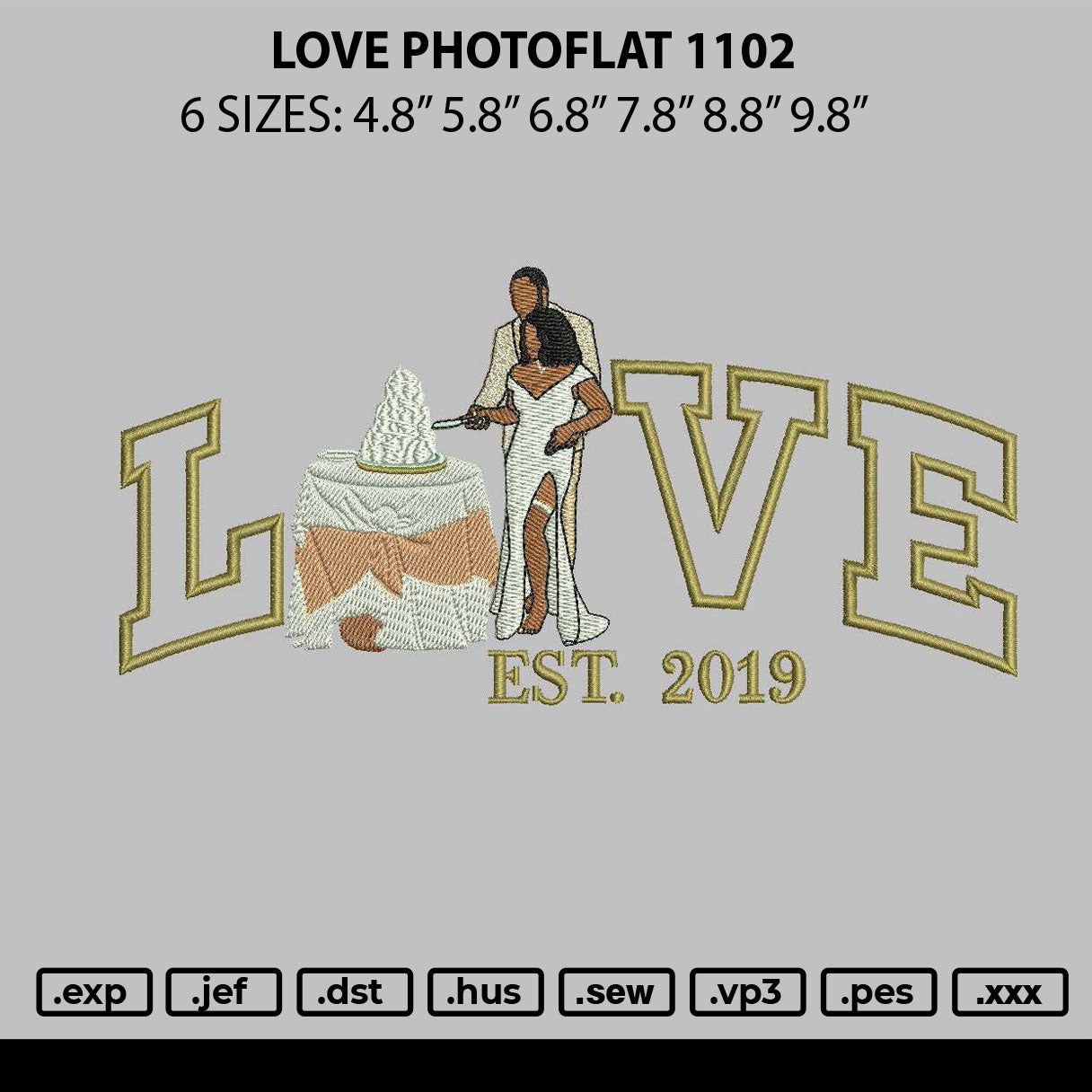 Love Photoflat 1102 Embroidery File 6 sizes