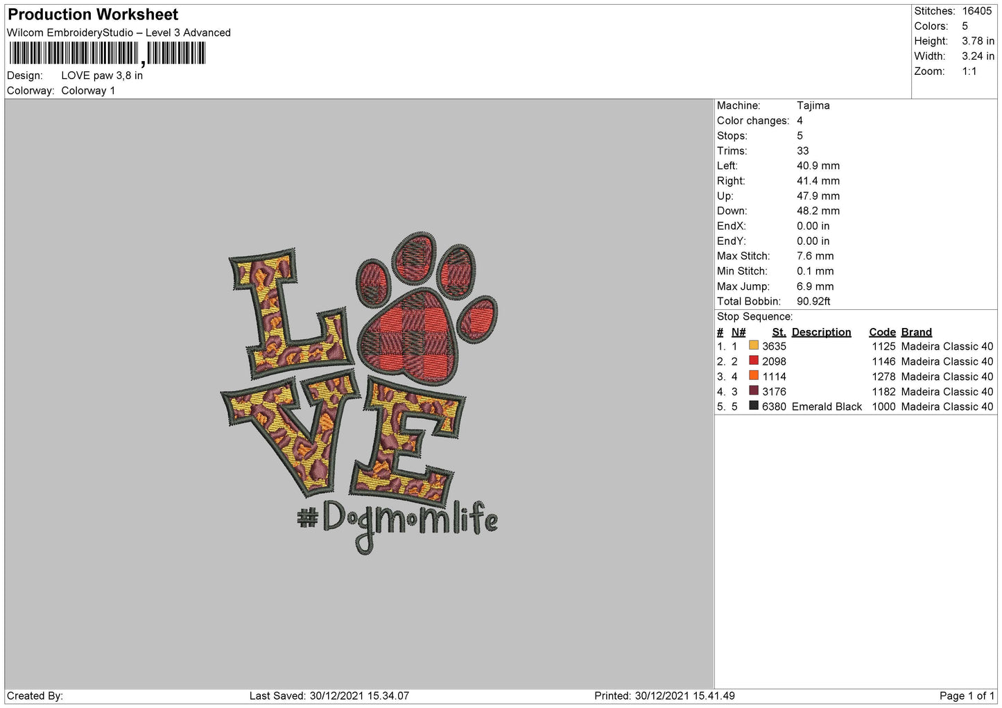 Love Paw Embroidery File 4 size