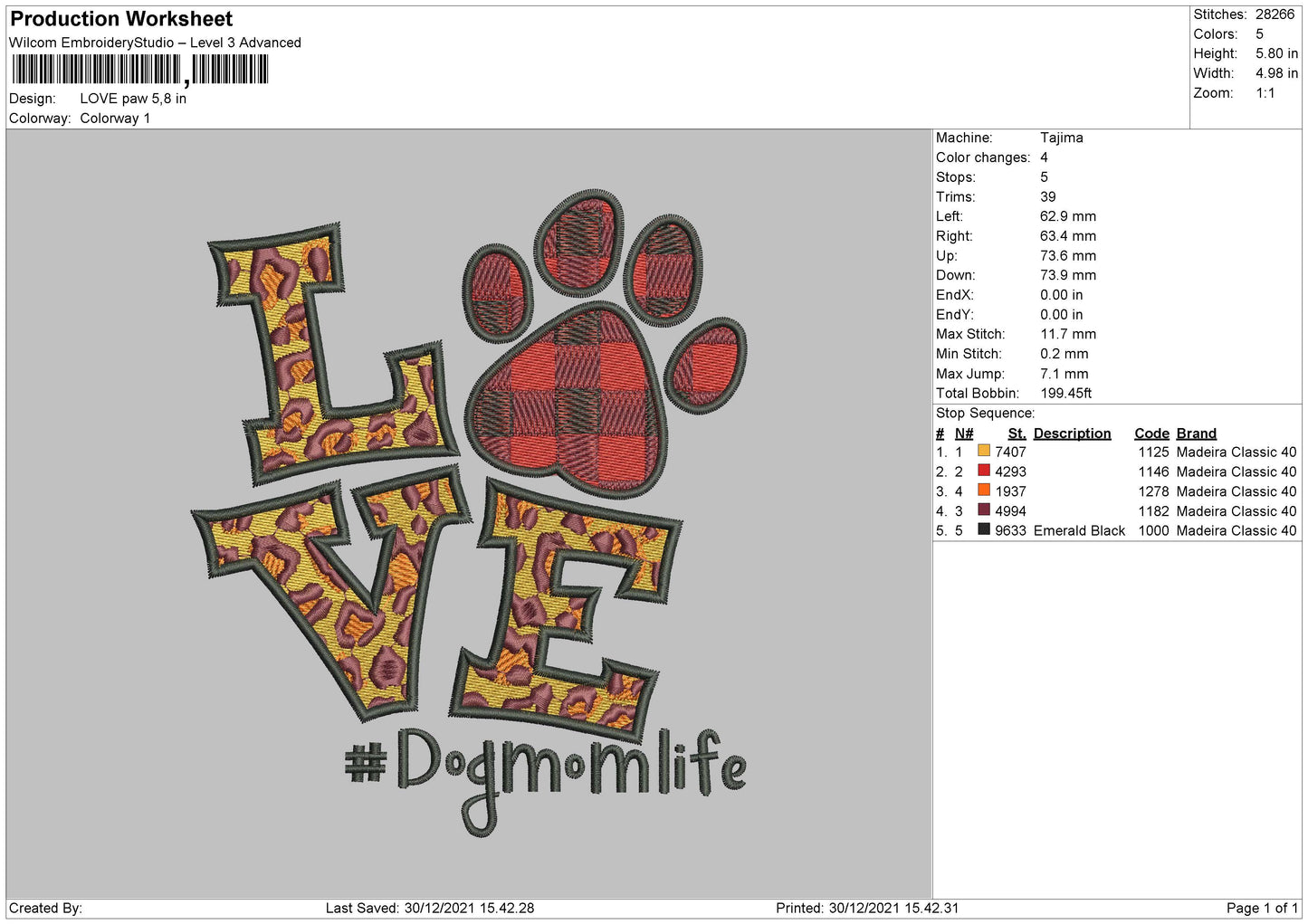Love Paw Embroidery File 4 size