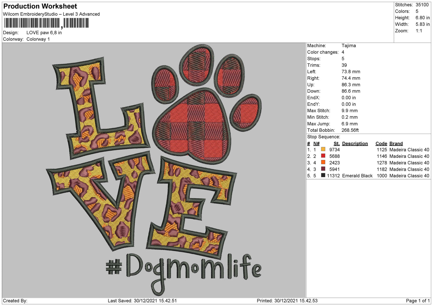 Love Paw Embroidery File 4 size