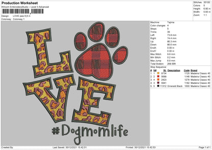 Love Paw Embroidery File 4 size