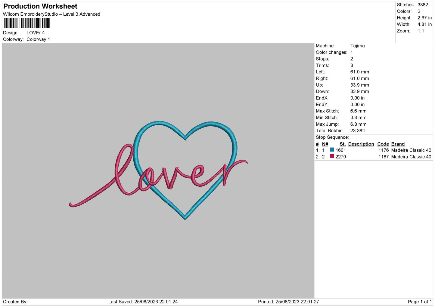 Lover Text Embroidery File 6 sizes