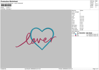 Lover Text Embroidery File 6 sizes