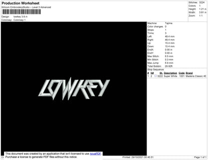Lowkey Embroidery File 4 size
