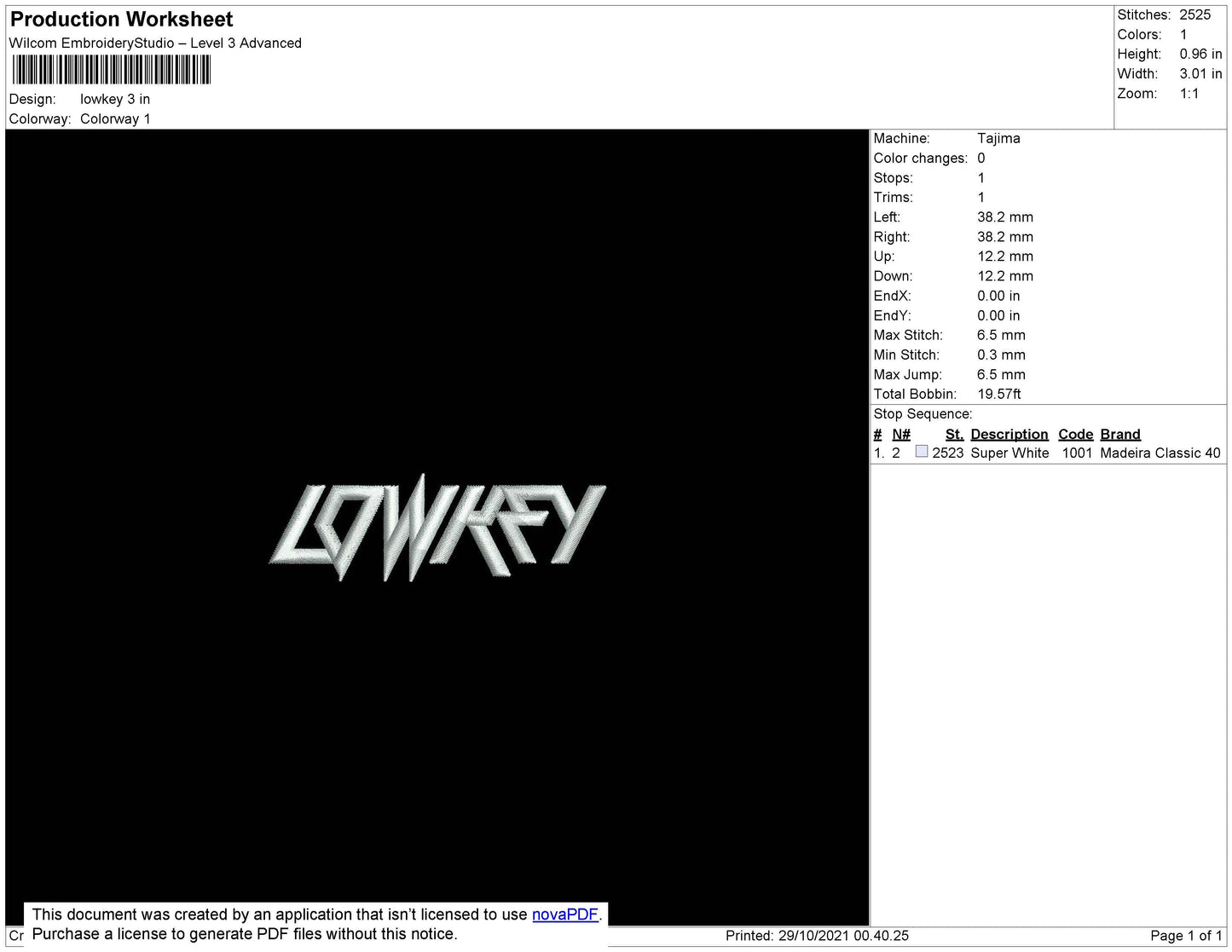 Lowkey Embroidery File 4 size