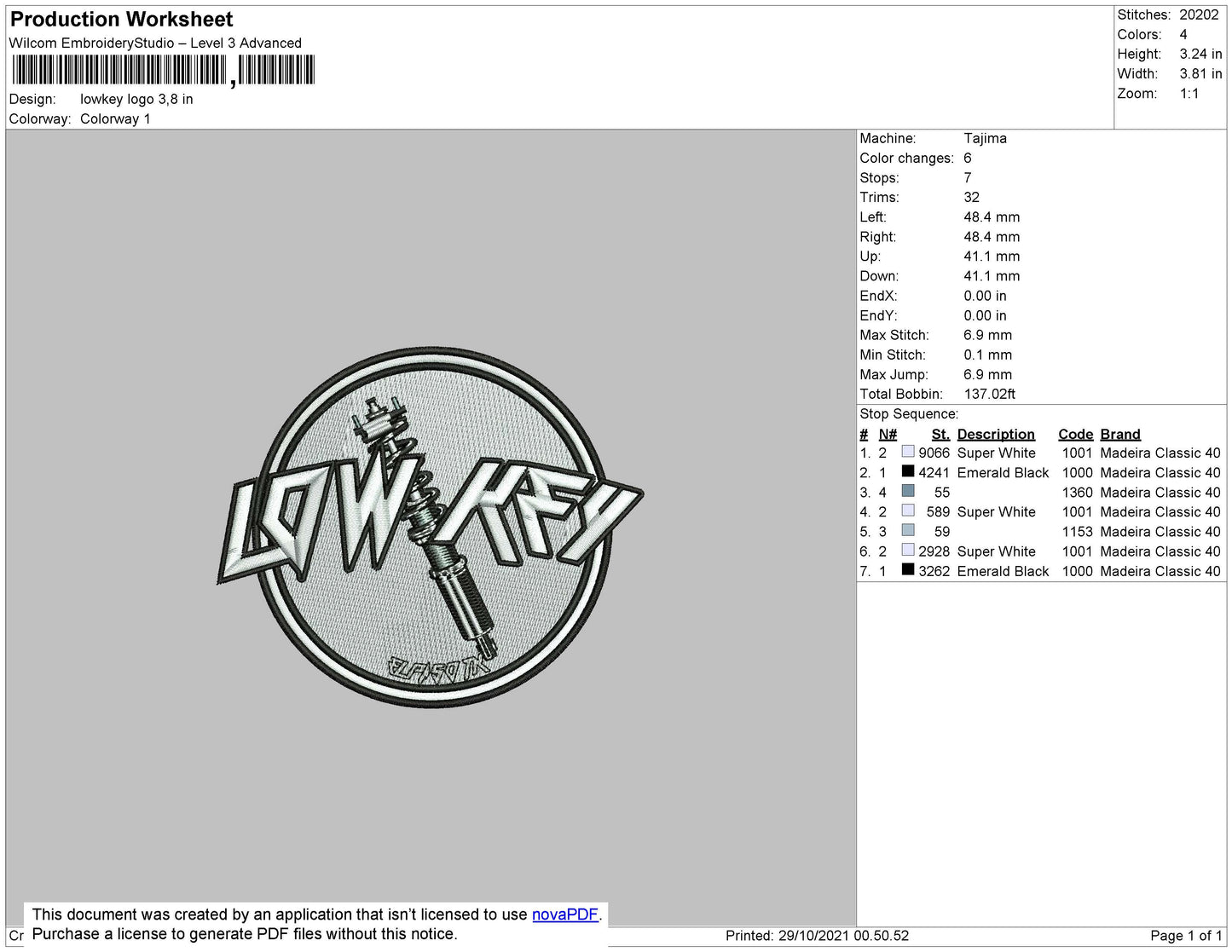 Lowkey Logo ERmbroidery File 4 size
