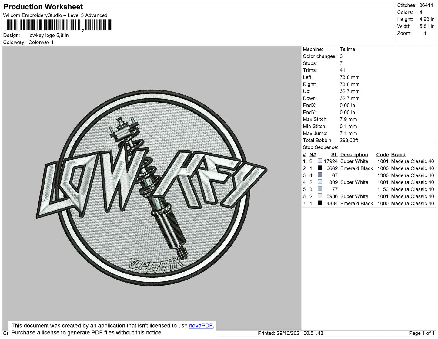 Lowkey Logo ERmbroidery File 4 size